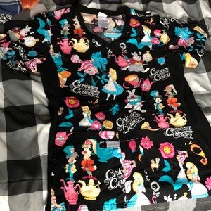 Alice in Wonderland Scrub Top